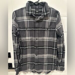 Vans Men's Black and Gray Plaid Button Down Shirt